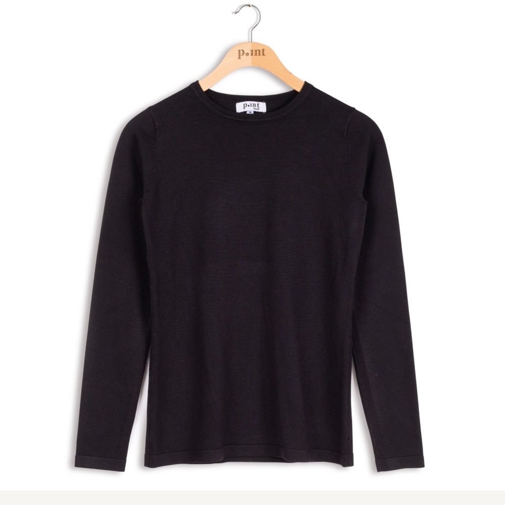 Point Knit Crew Black
